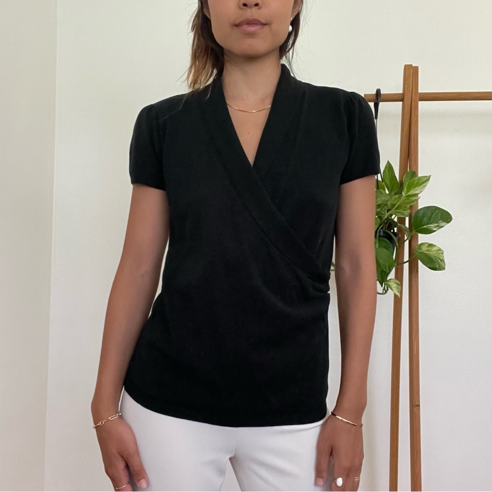 Semantiks Black Knitted Wrap Top